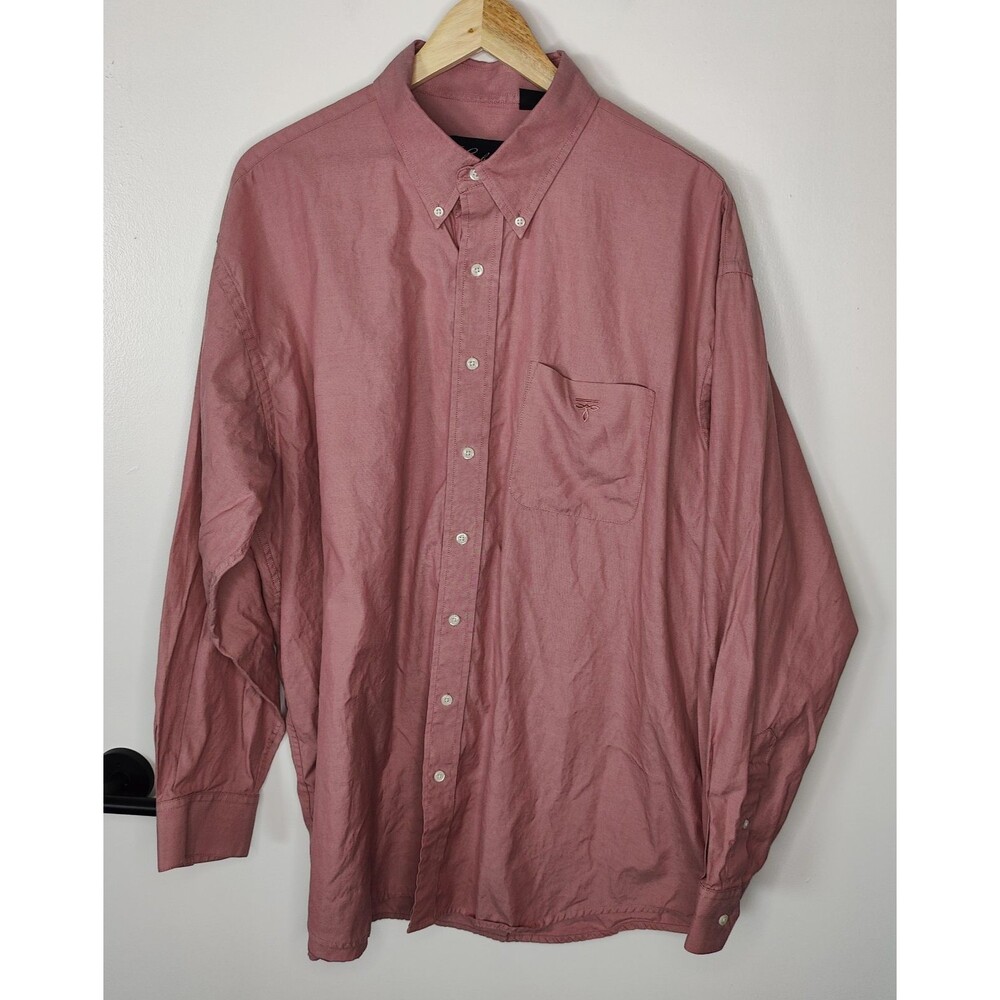 Lucchese Classics Mens XL Western Button Down Shirt Red Cotton Long Sleeve